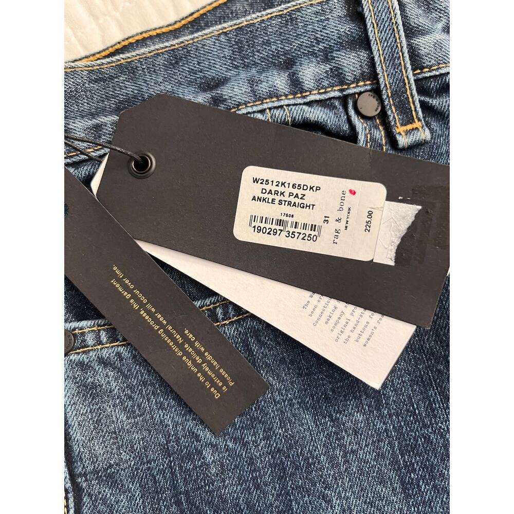 Rag & Bone Women's Denim Jeans Ankle Straight in Dark Paz Sz 31 NWT - Picture 9 of 11